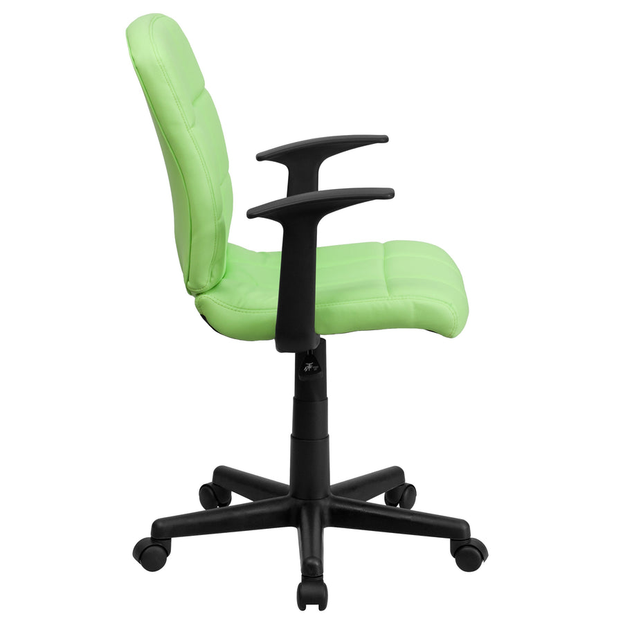 Mid-Back Quilted Vinyl Swivel Task Office Chair with Arms