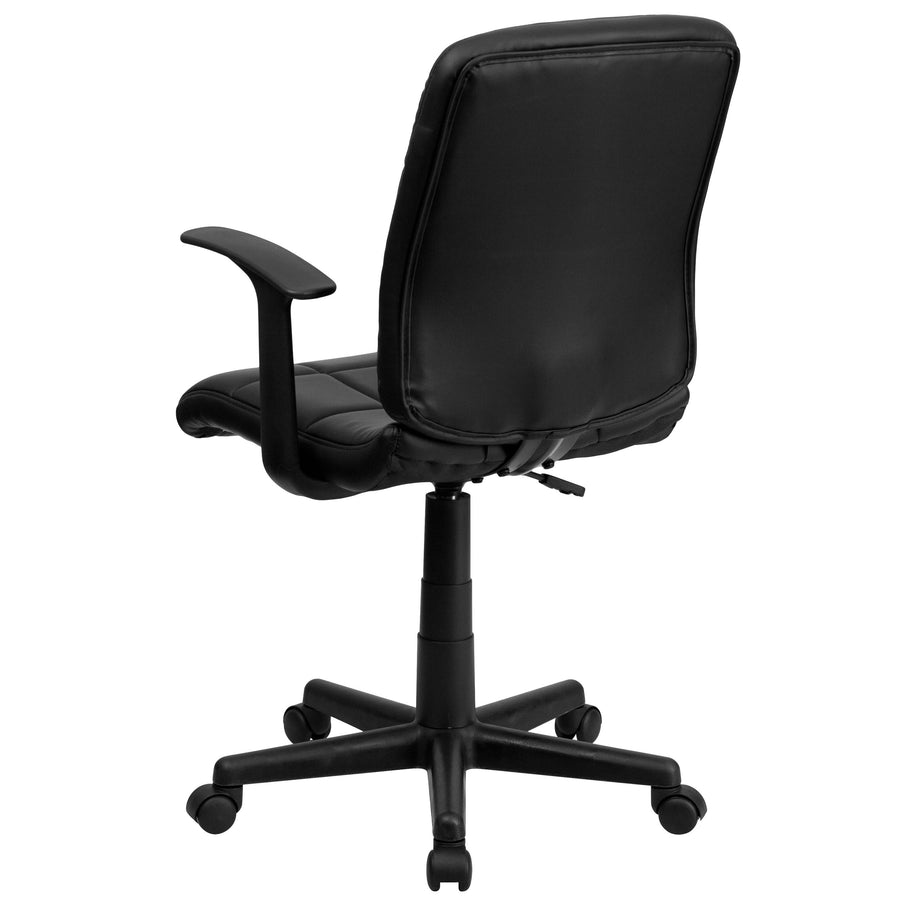 Mid-Back Quilted Vinyl Swivel Task Office Chair with Arms