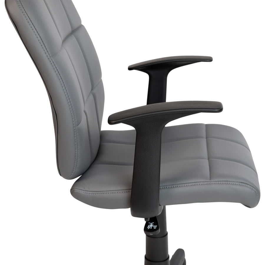 Mid-Back Quilted Vinyl Swivel Task Office Chair with Arms