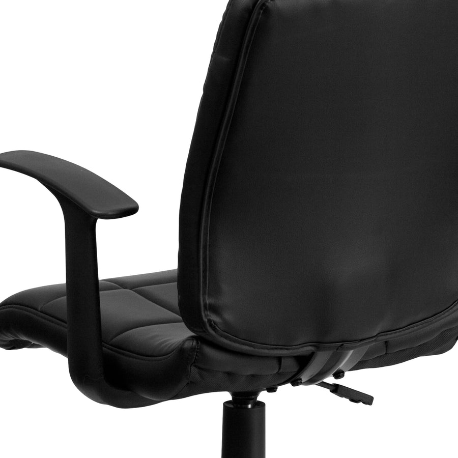 Mid-Back Quilted Vinyl Swivel Task Office Chair with Arms