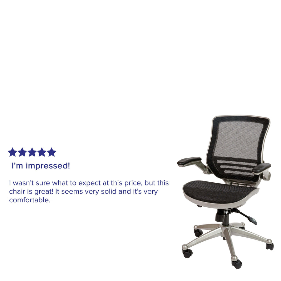 Mid-Back Transparent Mesh Executive Swivel Office Chair with Flip-Up Arms