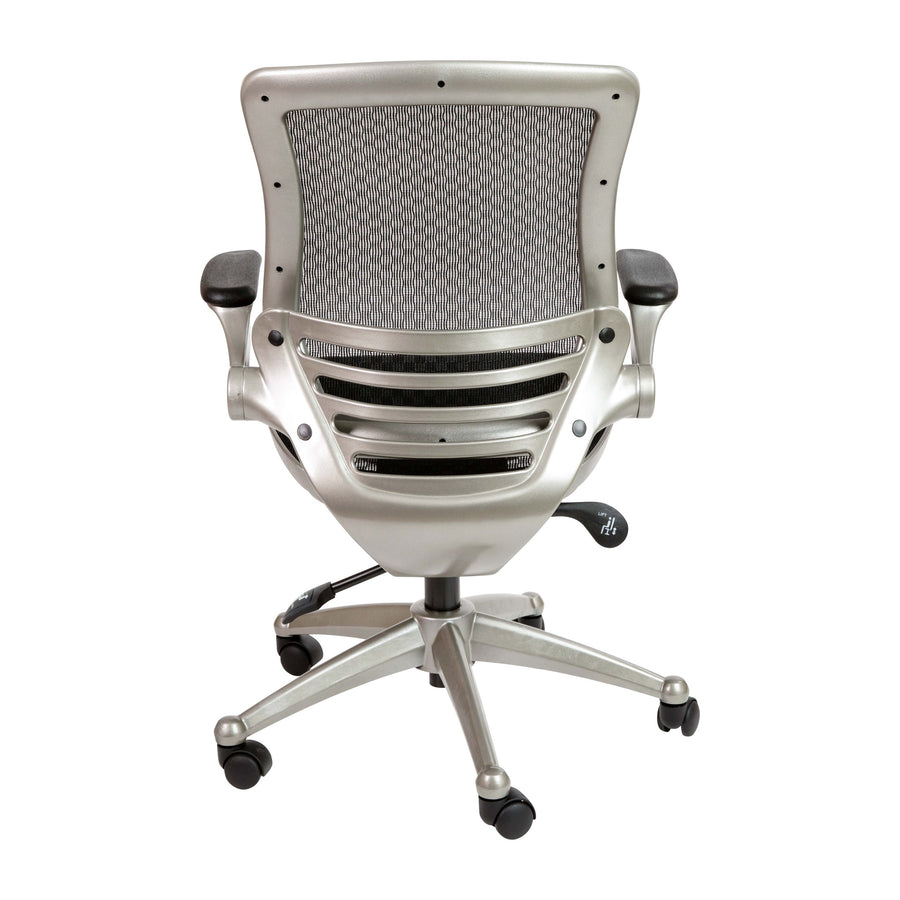 Mid-Back Transparent Mesh Executive Swivel Office Chair with Flip-Up Arms