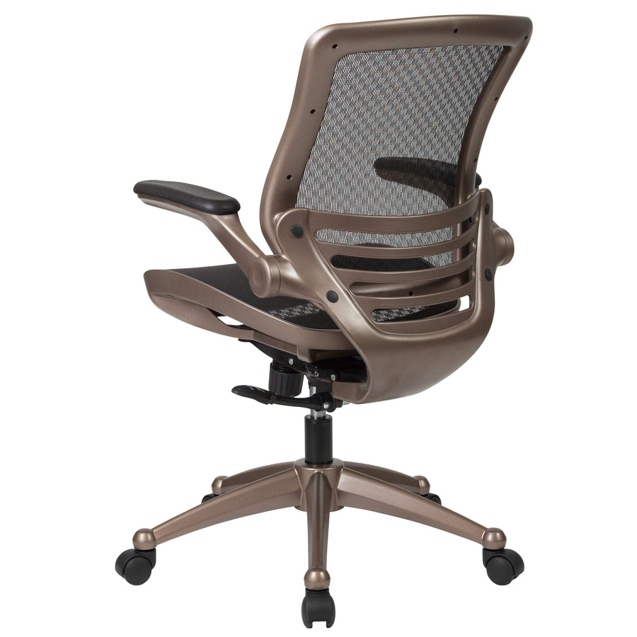 Mid-Back Transparent Mesh Executive Swivel Office Chair with Flip-Up Arms