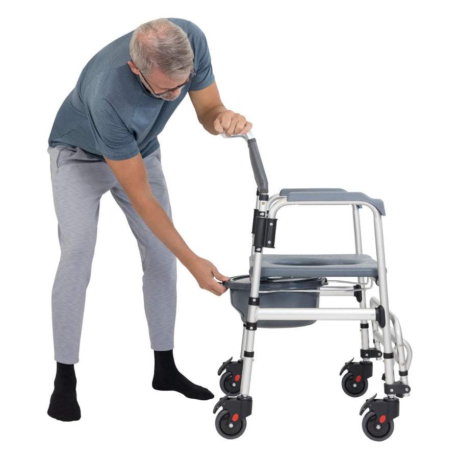 3-in-1 Shower Commode Transport Chair, Folding, 275 lb