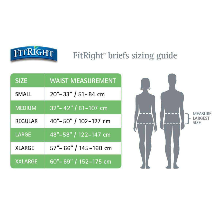 FitRight Plus Adult Diapers - Unisex Disposable Incontinence Briefs with Tabs - Moderate Absorbency