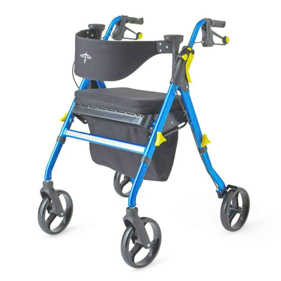 Medline Premium Empower Folding Mobility Rollator Walker with 8" Wheels