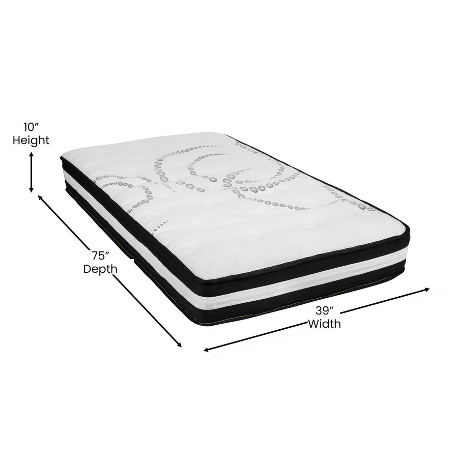 Roxbury Tufted Upholstered Platform Bed with 10 Inch CertiPUR-US Certified Foam and Pocket Spring Mattress