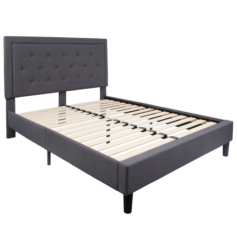 Roxbury Tufted Upholstered Platform Bed with 10 Inch CertiPUR-US Certified Foam and Pocket Spring Mattress