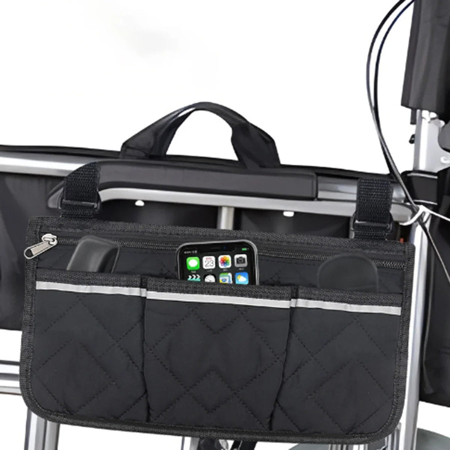 Portable Polyester Wheelchair Armrest Hanging Bag with Reflective Strip view 4