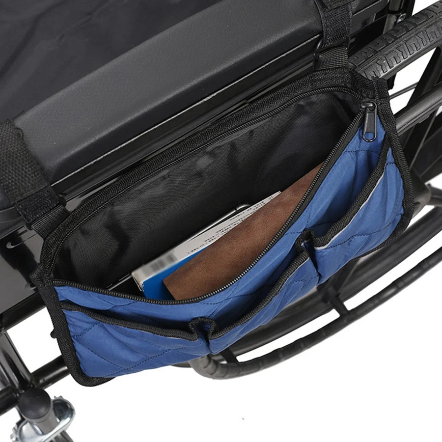 Portable Polyester Wheelchair Armrest Hanging Bag with Reflective Strip view 3