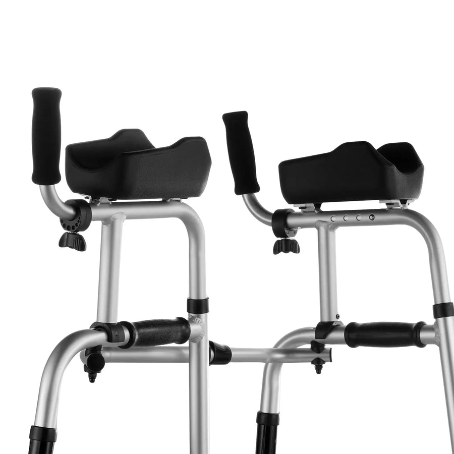 2-in-1 Aluminum Folding Walker with Removable Armrests and 5-Inch Solid Wheels view 2