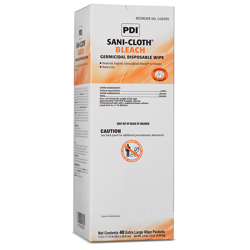 PDI Sani-Cloth® Bleach Germicidal Disposable XL Wipes - Individually Wrapped