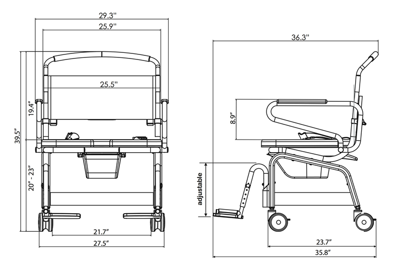 ShowerBuddy Roll-In XXL 26 Bariatric Shower Chair