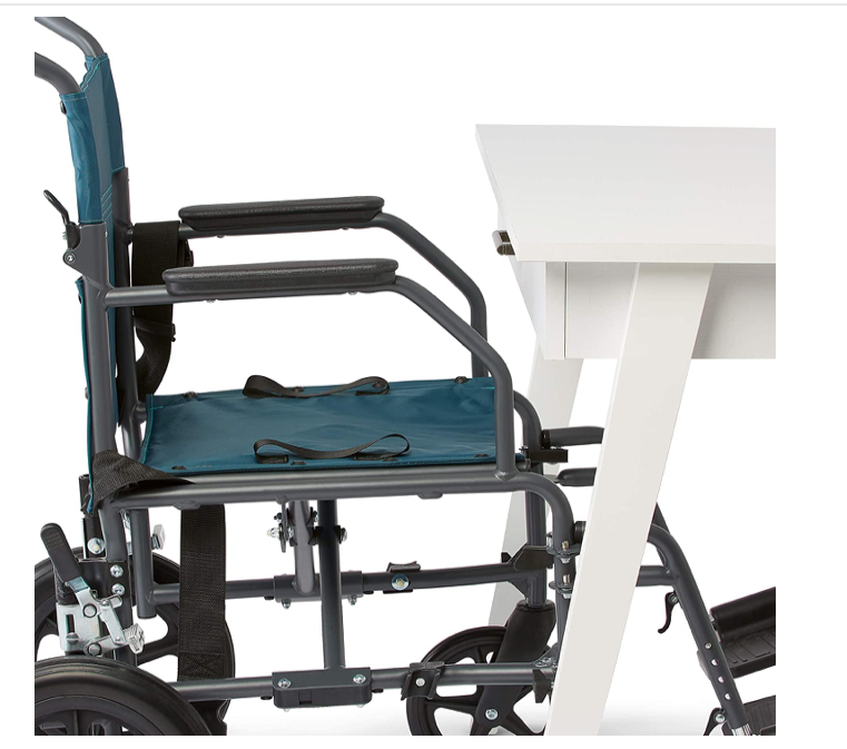 Medline Transport Folding Wheelchair with Lightweight Steel Frame - Teal