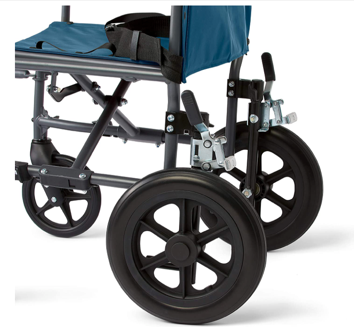 Medline Transport Folding Wheelchair with Lightweight Steel Frame - Teal