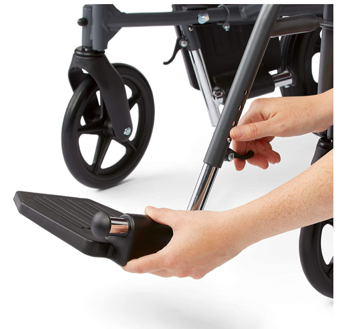Medline Transport Folding Wheelchair with Lightweight Steel Frame - Teal