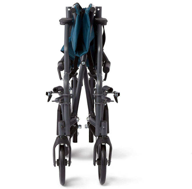Medline Transport Folding Wheelchair with Lightweight Steel Frame - Teal