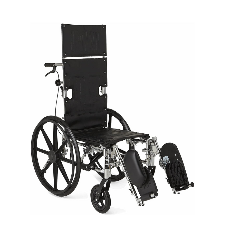 Medline Excel Chrome Reclining Wheelchairs - Desk Length Arms & ELR