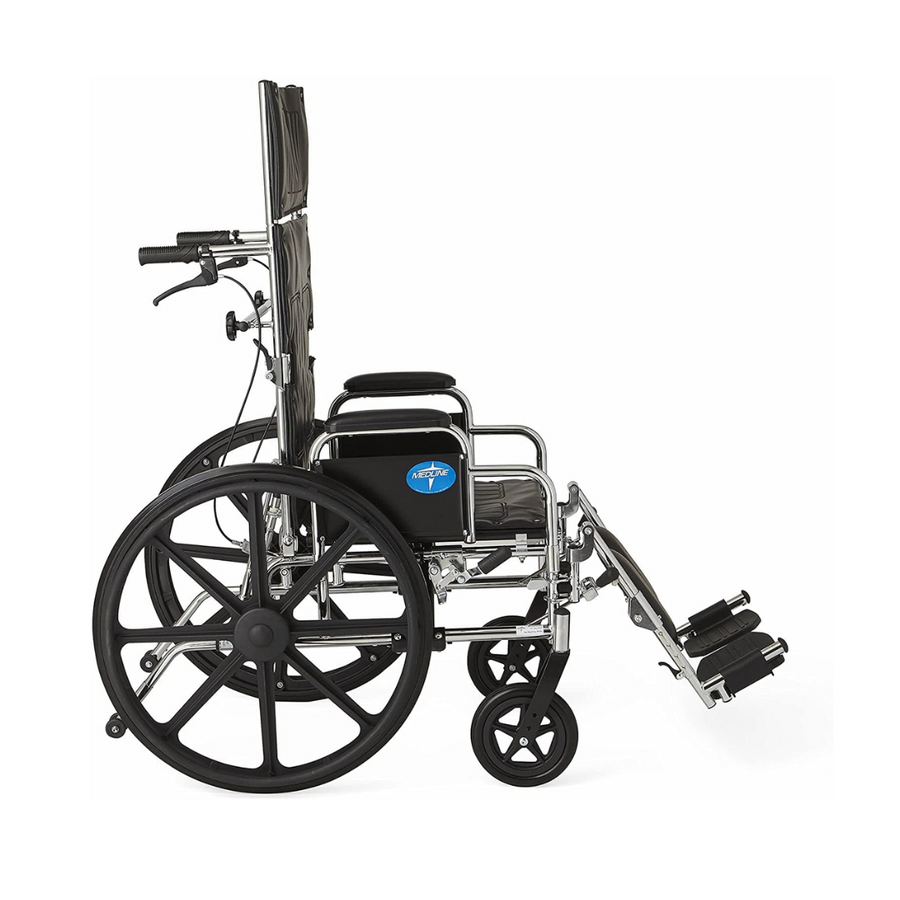Medline Excel Chrome Reclining Wheelchairs - Desk Length Arms & ELR