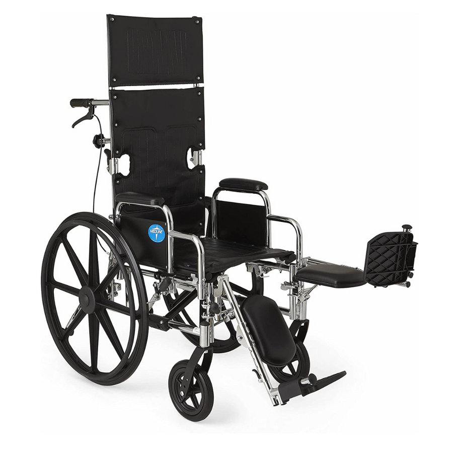Medline Excel Chrome Reclining Wheelchairs - Desk Length Arms & ELR