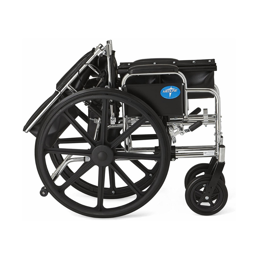 Medline Excel Chrome Reclining Wheelchairs - Desk Length Arms & ELR
