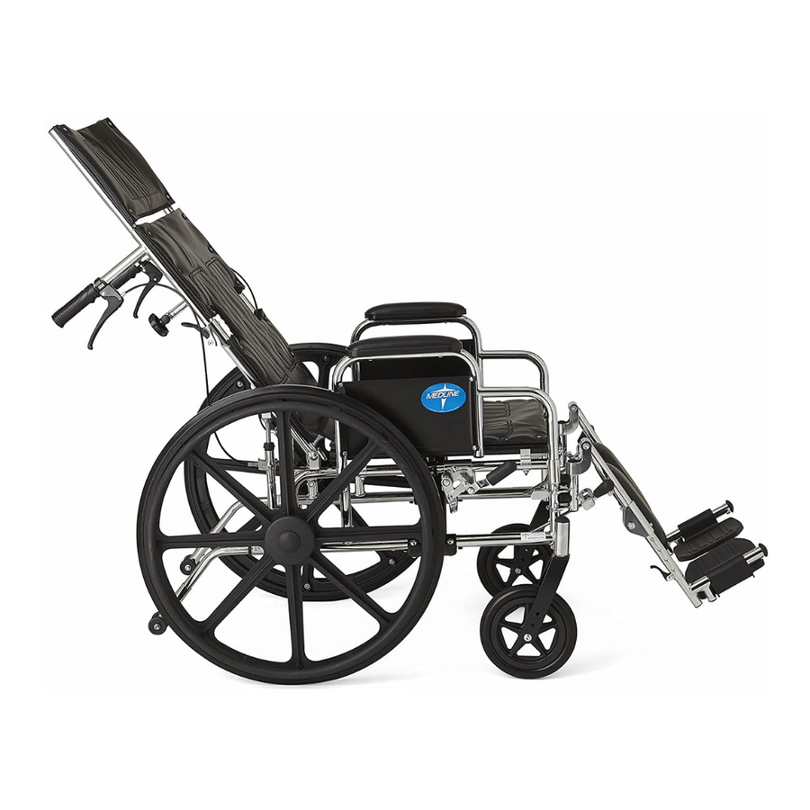 Medline Excel Chrome Reclining Wheelchairs - Desk Length Arms & ELR