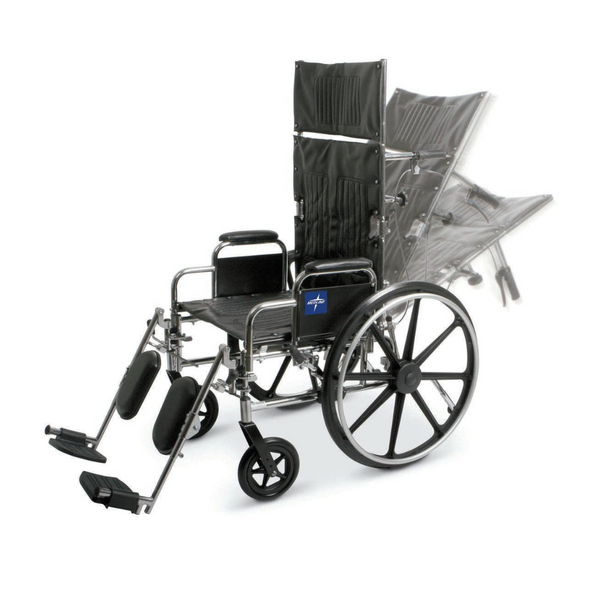 Medline Excel Chrome Reclining Wheelchairs - Desk Length Arms & ELR