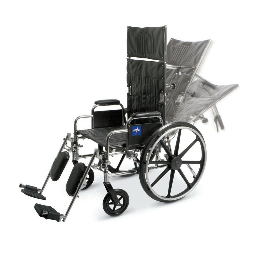 Medline Excel Chrome Reclining Wheelchairs - Desk Length Arms & ELR