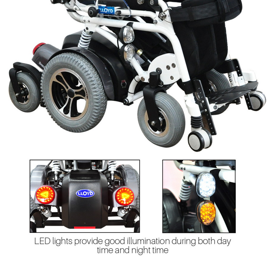 Foldawheel Draco Electric Standing Power Wheelchair with Lie Down, Stand, Sit and Recline Positions