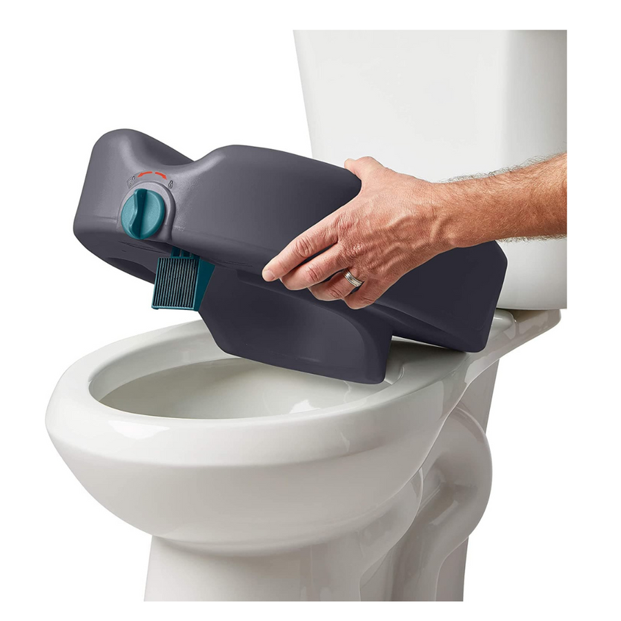 Medline Heavy Duty Locking Raised Gray Toilet Seat - Microban Antimicrobial Protection