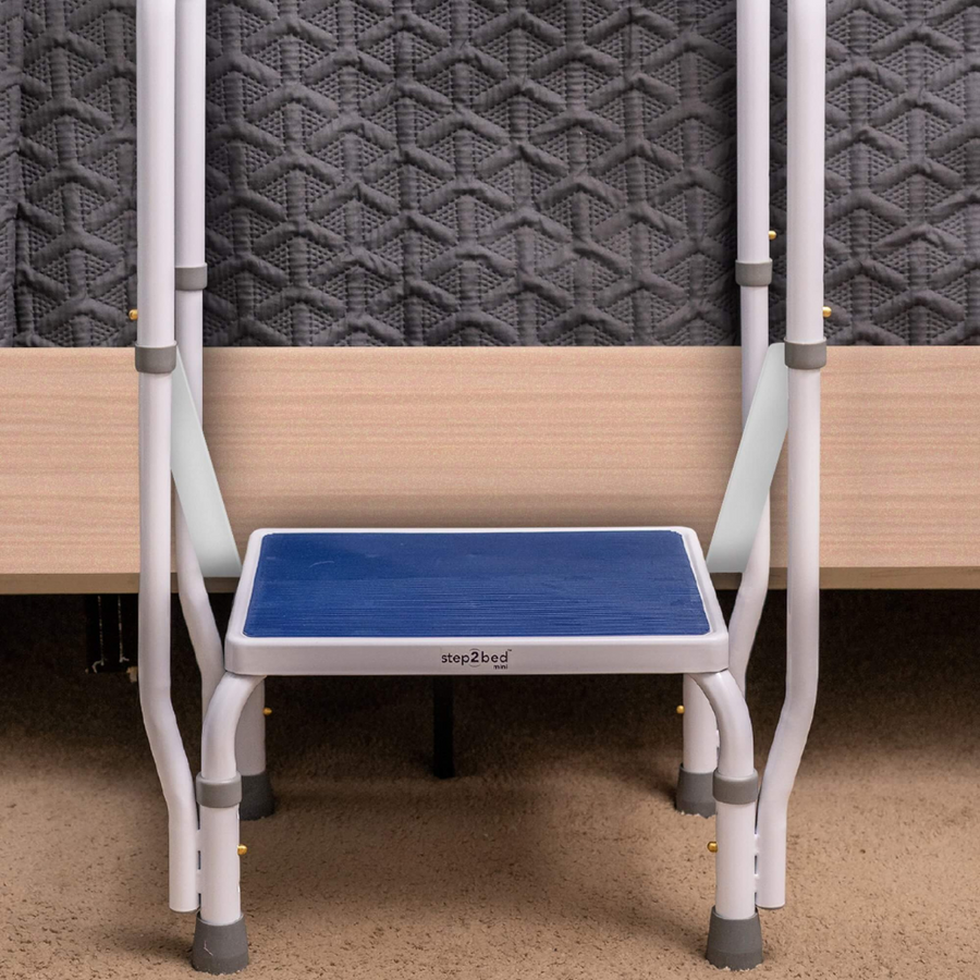 Step2Health Step2Bed Mini - Adjustable Height Bedside Step Stool w/ Dual Arms