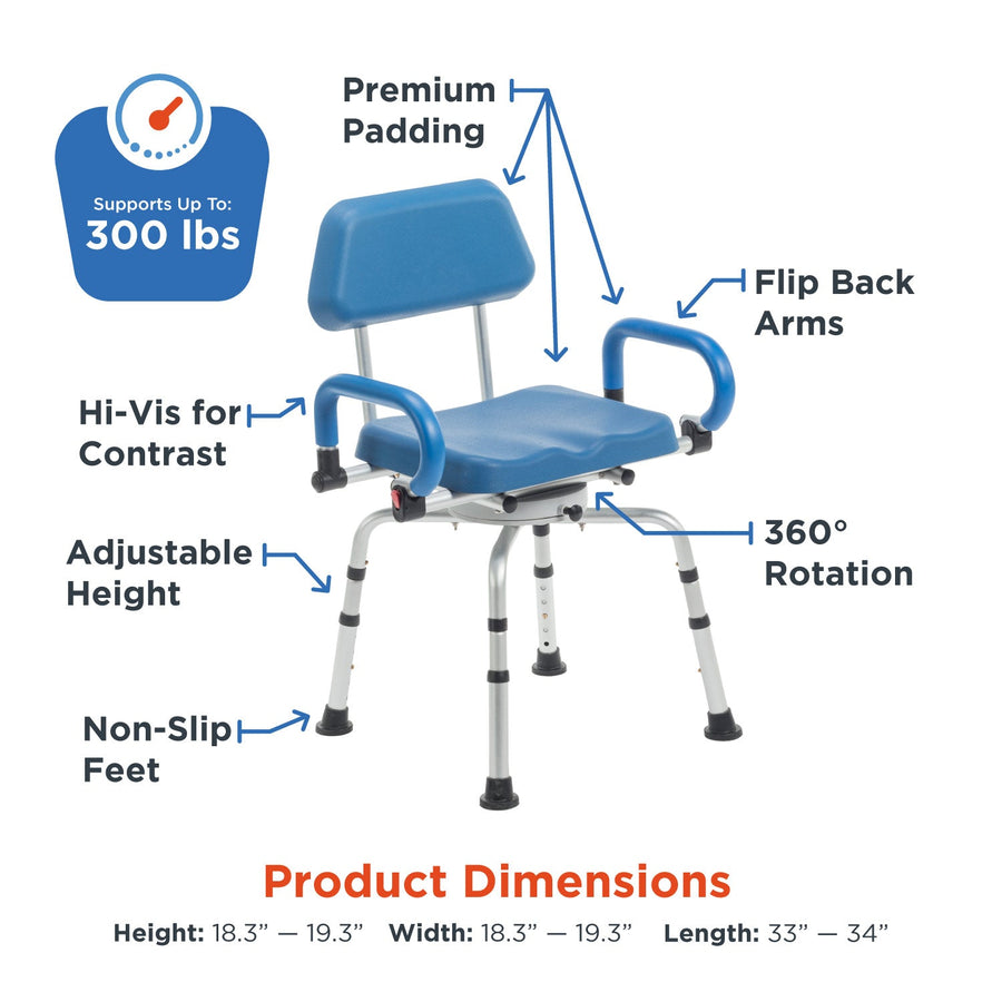 Journey SoftSecure Rotating Shower Chair with Microban Protection
