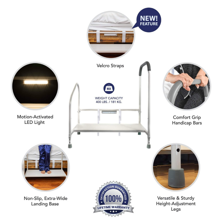 Step2Health Bed Side Step2Bed Fall Prevention Step Stool Platform