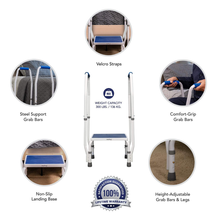 Step2Health Bed Side Step2Bed Fall Prevention Step Stool Platform
