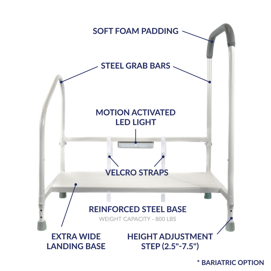 Step2Health Bariatric Step2Bed XL Foot Stool Bedside Platform - 800 lb Cap