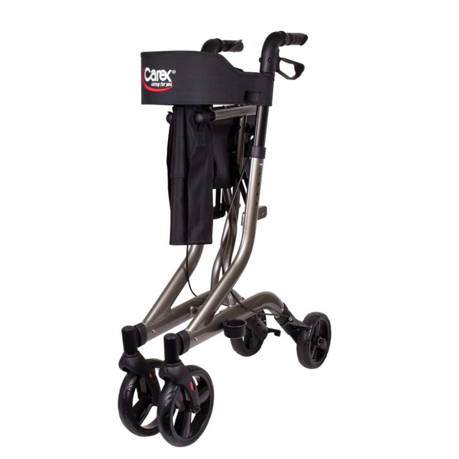 Carex Crosstour Euro Style Folding Rolling Walker Rollator with Seat and Storage