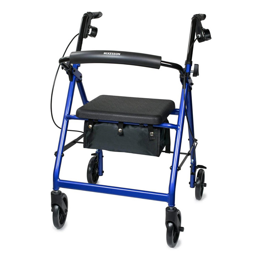 McKesson Lightweight Aluminum Folding Rollator with Padded Seat