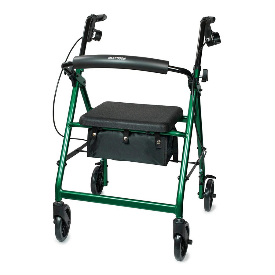 McKesson Lightweight Aluminum Folding Rollator with Padded Seat