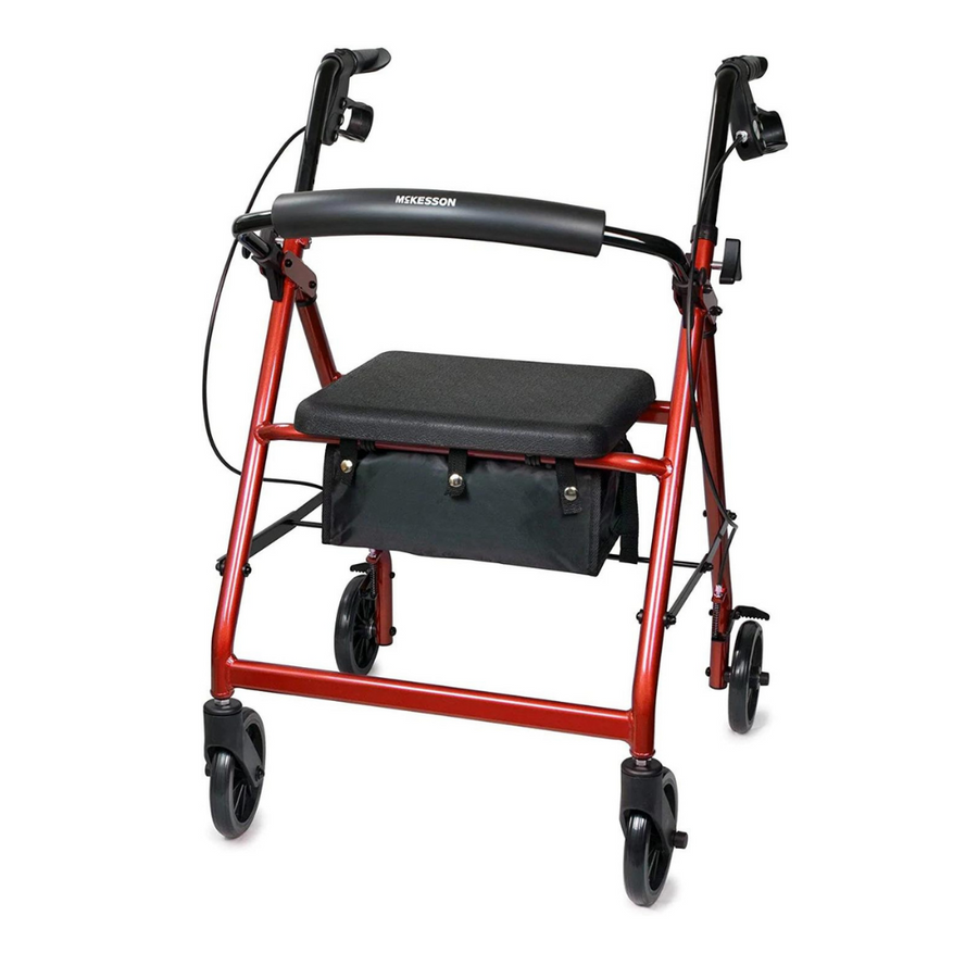 McKesson Lightweight Aluminum Folding Rollator with Padded Seat