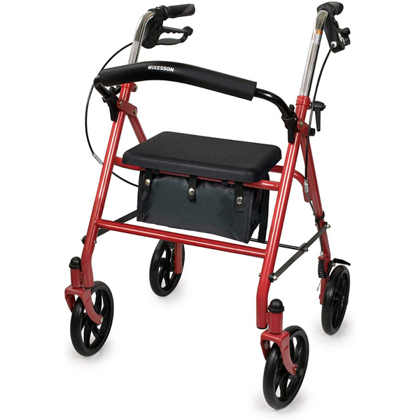 McKesson Lightweight Folding Rollator with Padded Seat