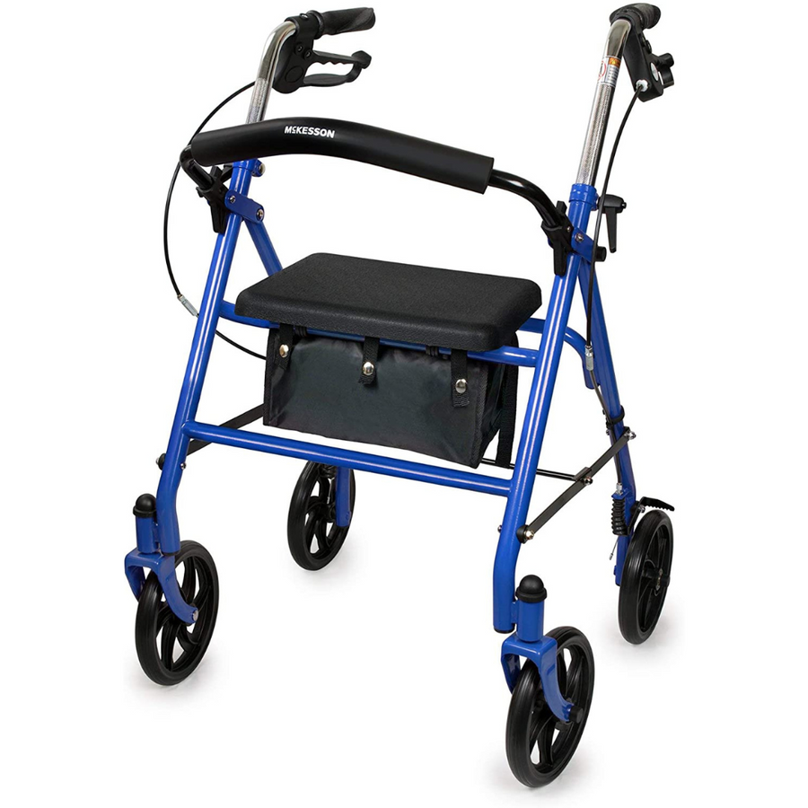 McKesson Lightweight Folding Rollator with Padded Seat
