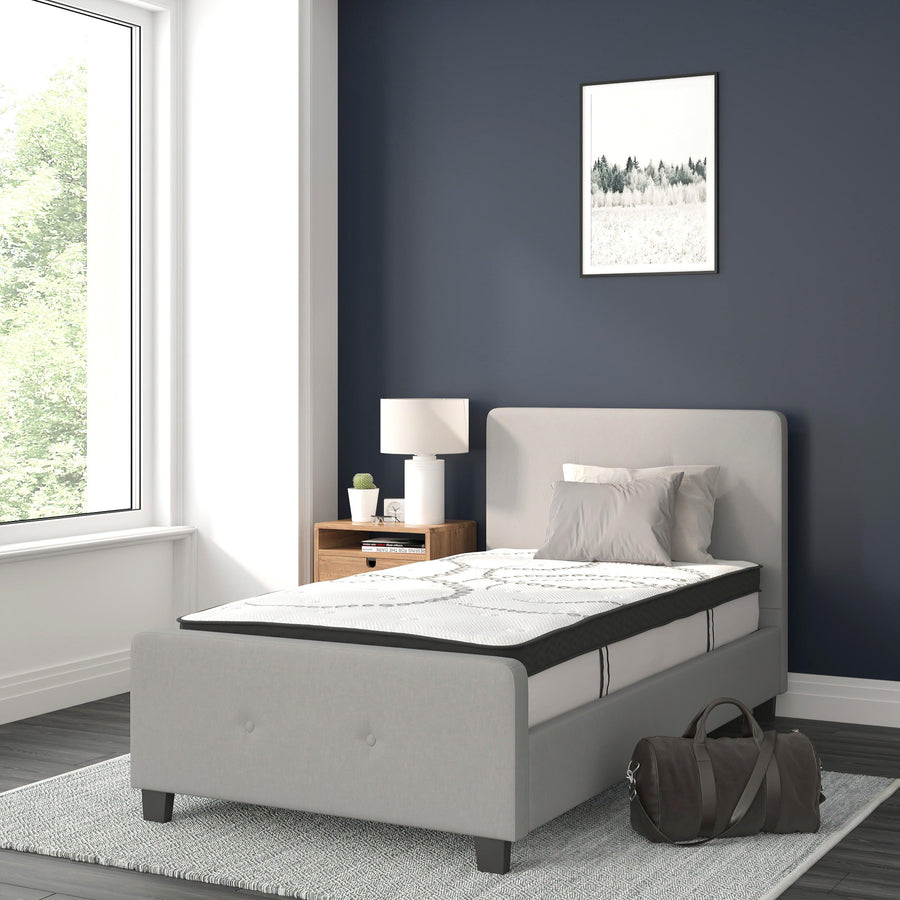 Tribeca Tufted Upholstered Platform Bed with 10 Inch CertiPUR-US Certified Foam and Pocket Spring Mattress