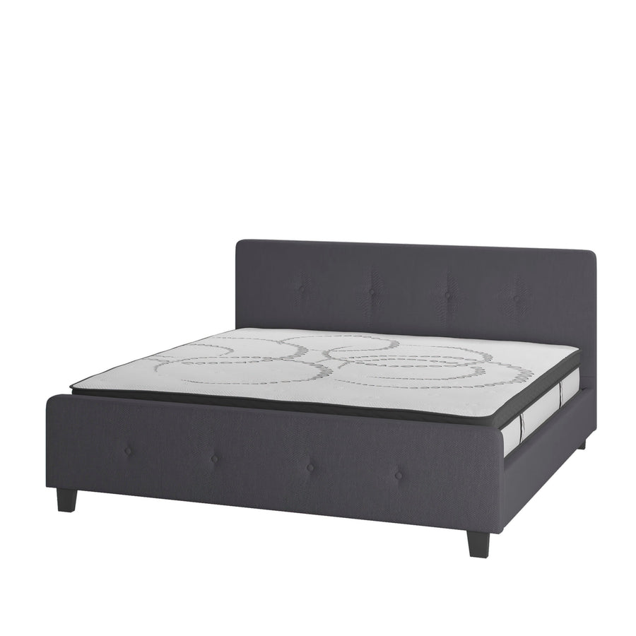 Tribeca Tufted Upholstered Platform Bed with 10 Inch CertiPUR-US Certified Foam and Pocket Spring Mattress