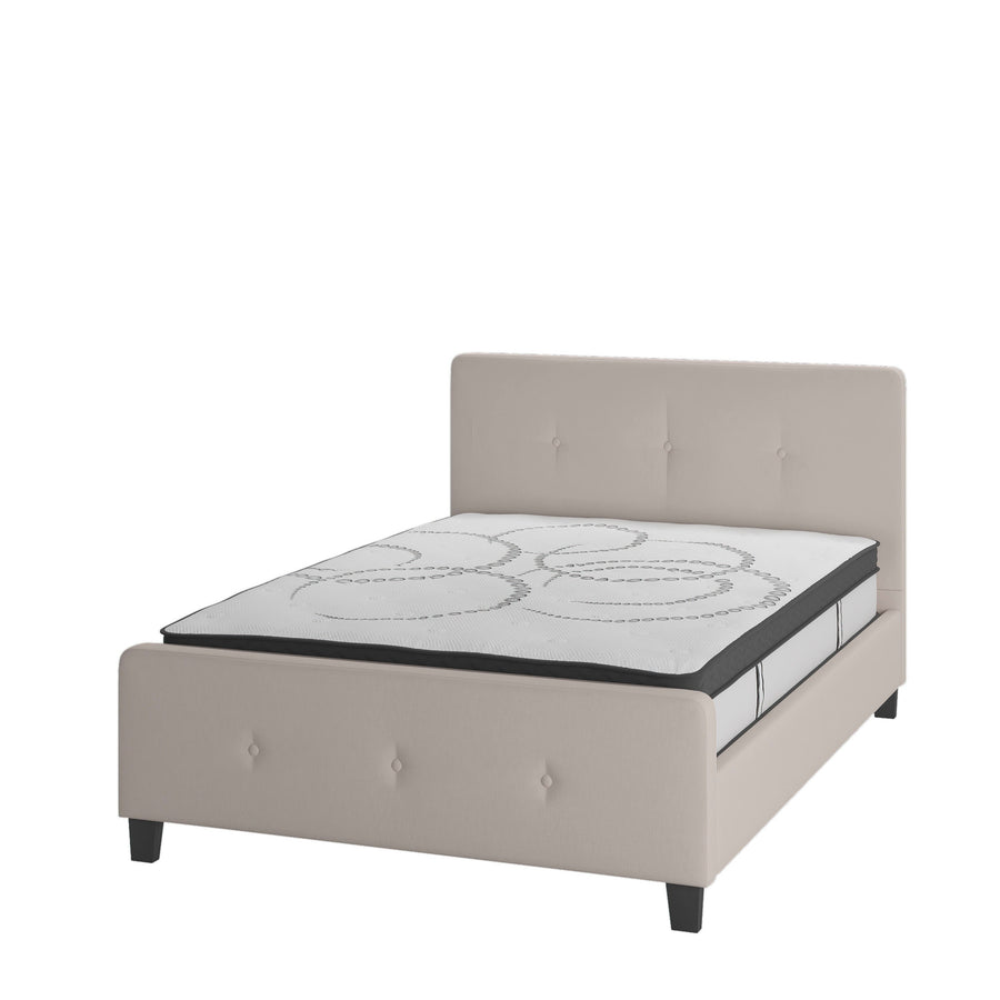 Tribeca Tufted Upholstered Platform Bed with 10 Inch CertiPUR-US Certified Foam and Pocket Spring Mattress