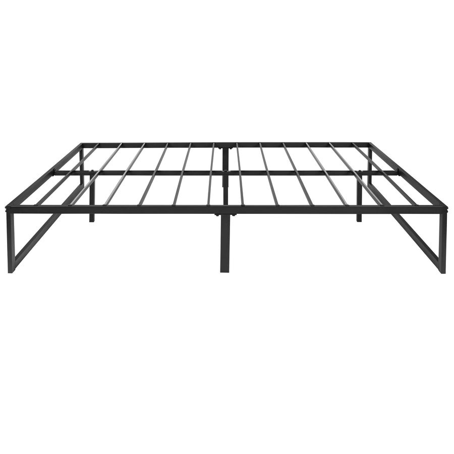 Universal 14 Inch Metal Platform Bed Frame - No Box Spring Needed w/ Steel Slat Support and Quick Lock Functionality