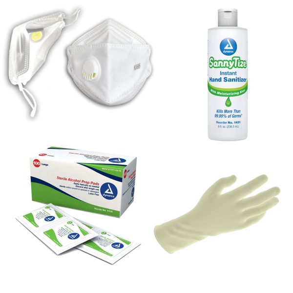 PPE Starter Kit II - Masks, Hand Sanitizer & Alcohol Wipes PPE Starter Kit I - Masks, Hand Sanitizer, Gloves & Alcohol Wipes