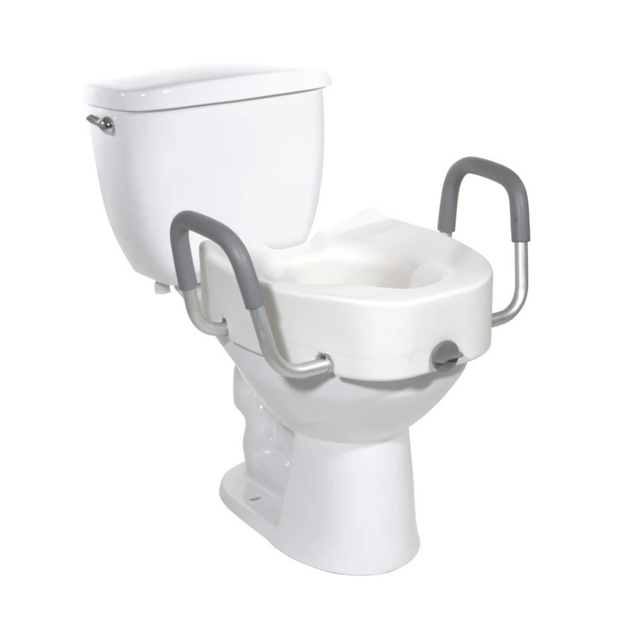 Elongated Raised Toilet Seat with Arms