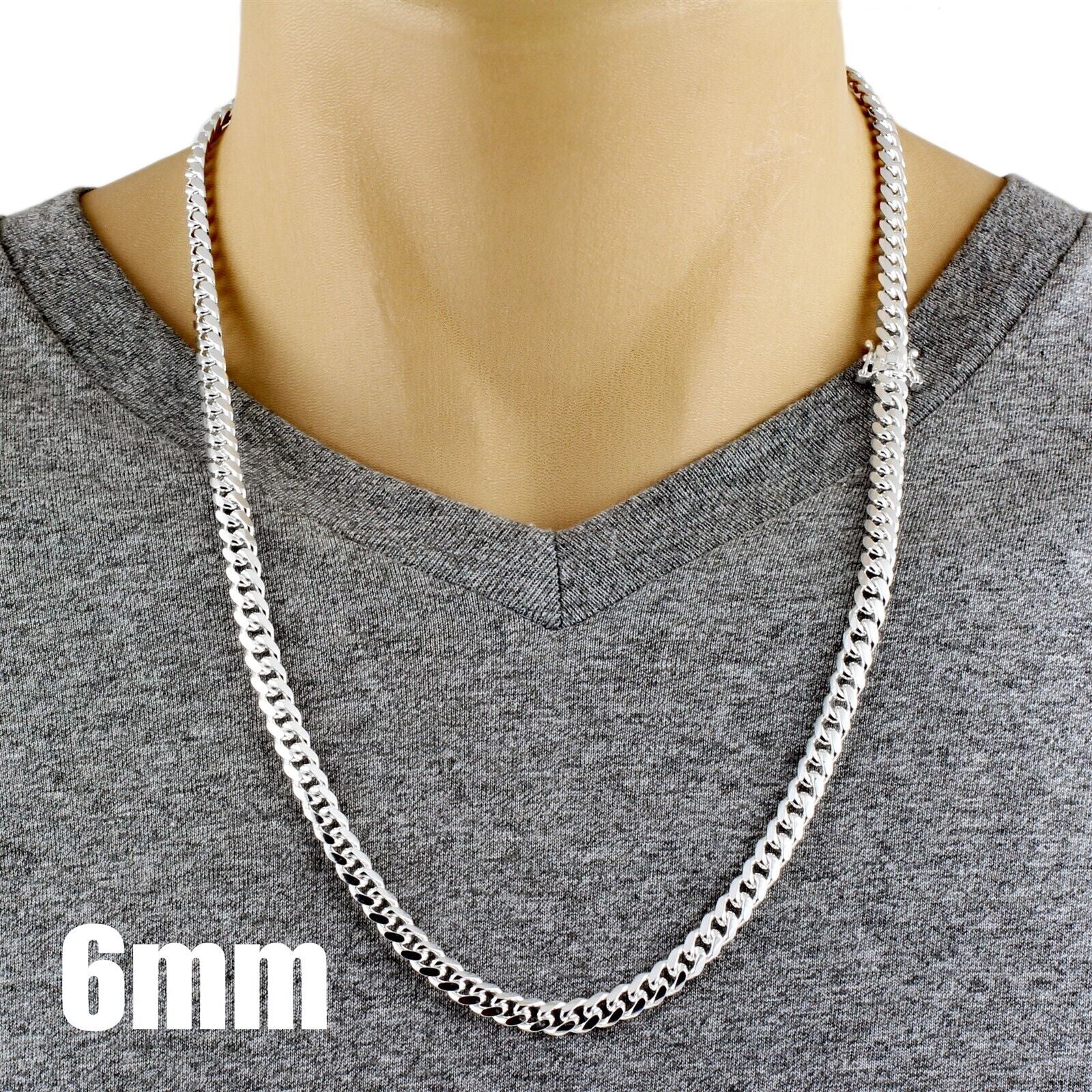 Guaranteed 925 Sterling Silver Miami Cuban Chain Necklace Men'S Jewelry