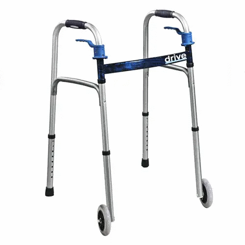 Deluxe Folding Walker with Trigger Release and 5 inch Wheels