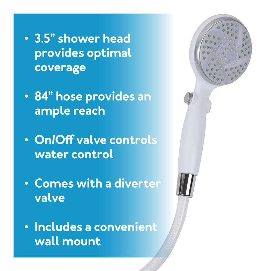 Carex Hand-Held Shower Spray With Diverter Valve